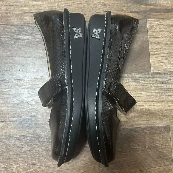 ALEGRIA SIZE 36- 6.5 WOMEN'S GREEN-BLACK ANIMAL PRINT MARY JANE SHOES - Picture 2 of 6